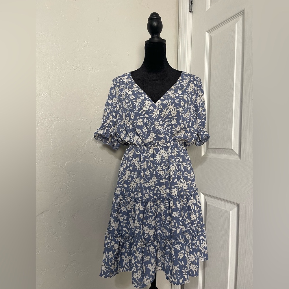 Floral Blue and White Women's Dress